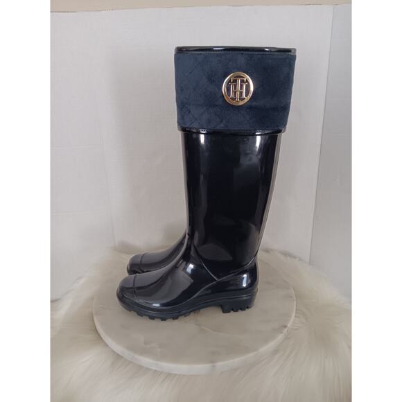 Tommy Hilfiger Women's Size 6 M Twshiner Tall Rain Boots Blue Pull On - Picture 2 of 14